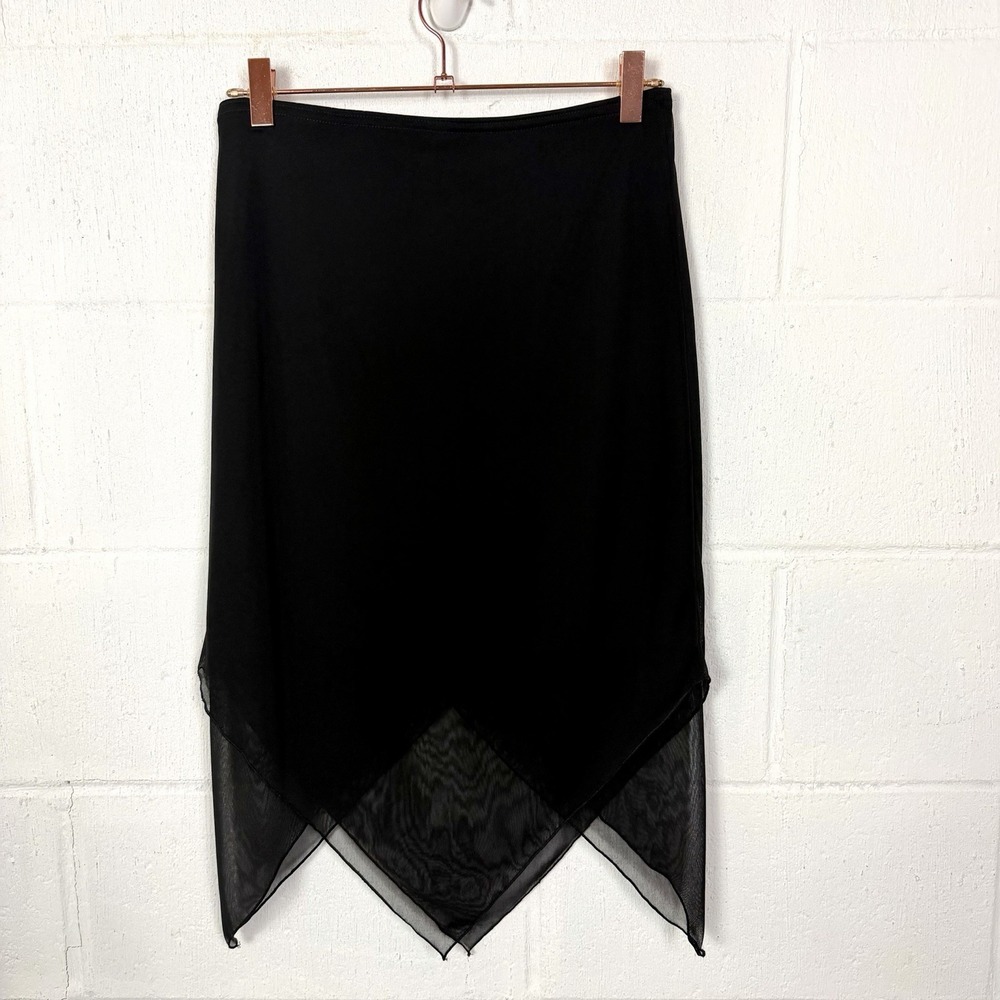 VTG Iz Byer Midi Skirt Mesh Sheer Y2K  Asymmetric Whimsigoth Dark Fairy Vamp M
